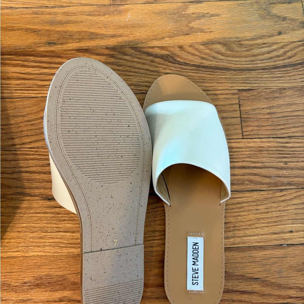 Grace Cream and Tan Wedge Sandals